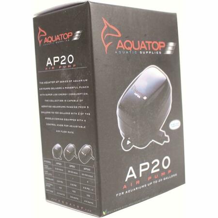 AQUATOP AQUATIC SUPPLIES 5-20 gal Single Outlet Aquarium Air Pump - Black 3535